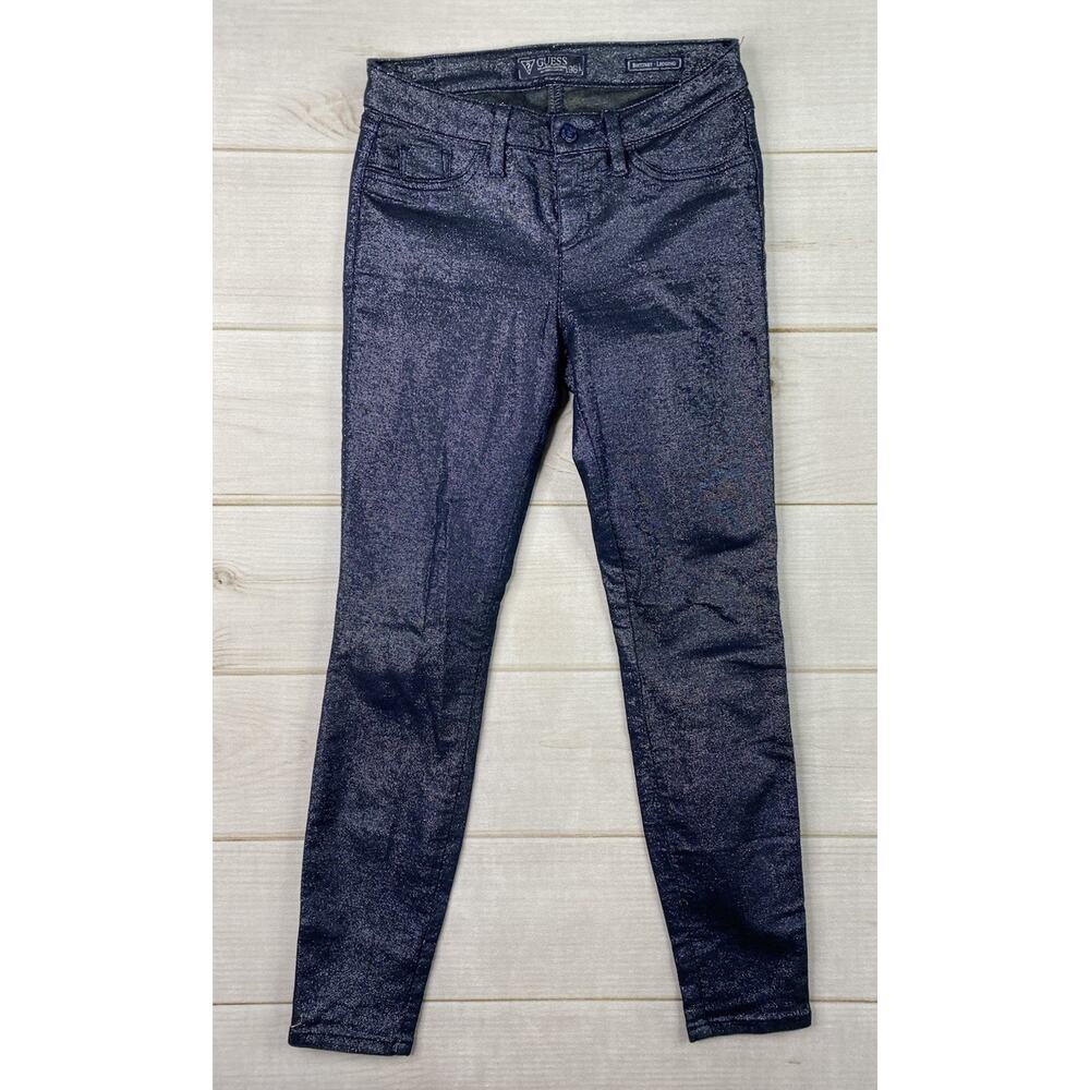 Guess Jeans Brittney Legging Womens 28 Blue Sparkly Stretch Skinny Leg Glitter